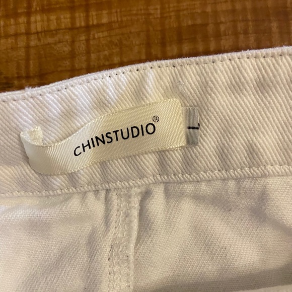 ChinStudio denim button up skirt frayed hem large - Picture 4 of 5